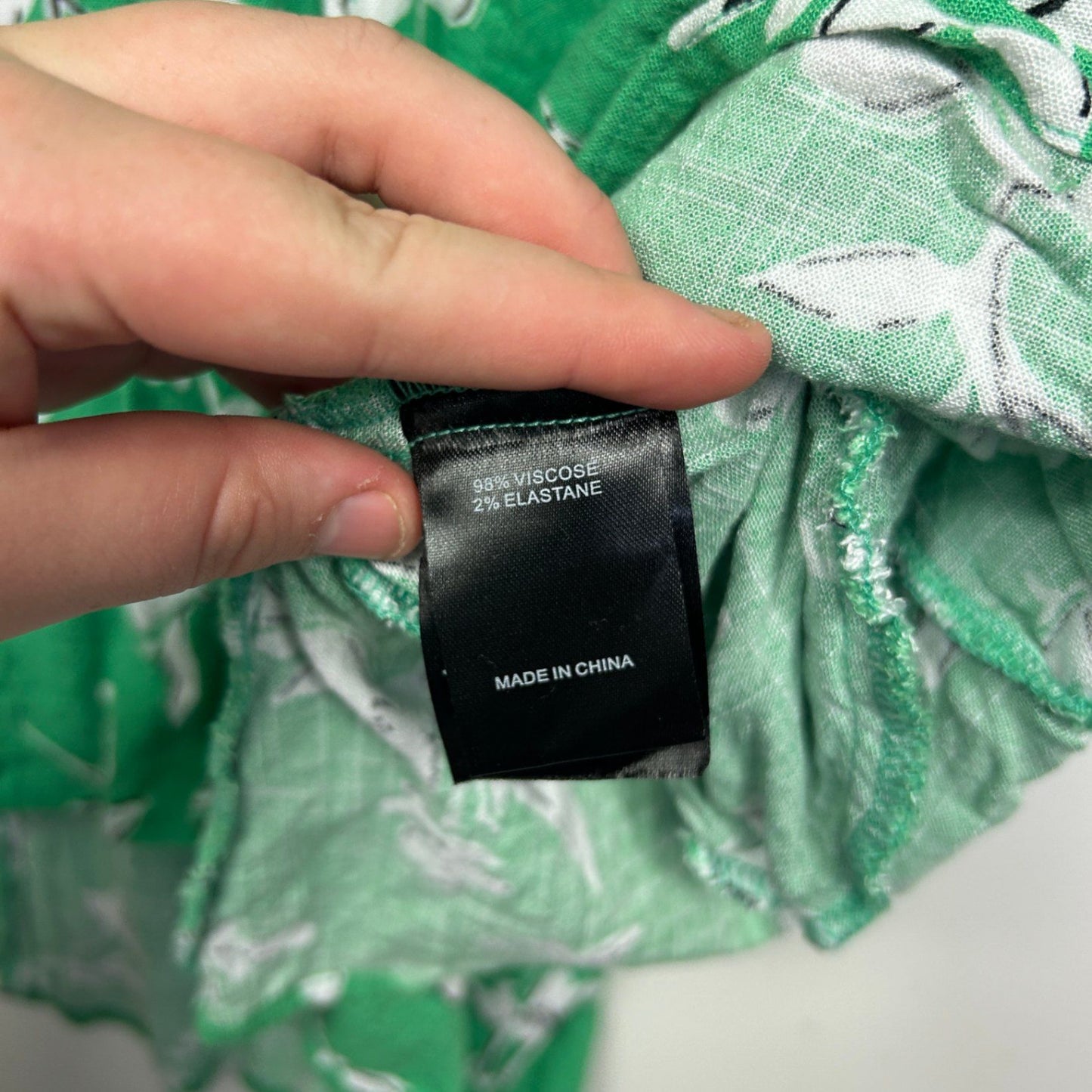 Taking Shape Green Viscose 3/4 Sleeve Floral Boho Top Blouse Size 12