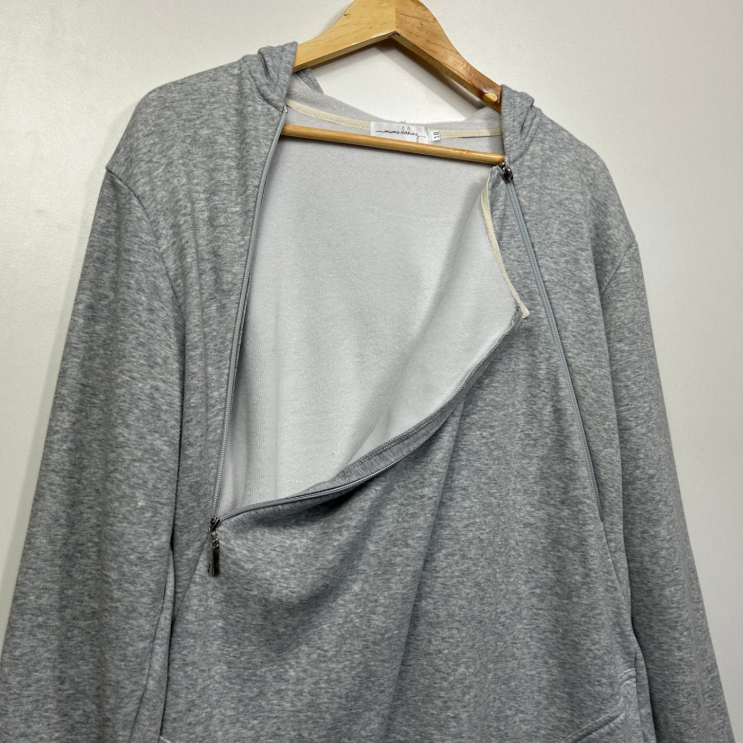 Mama Clothing Grey Longline Jumper Breastfeeding Maternity Hoodie Size 18