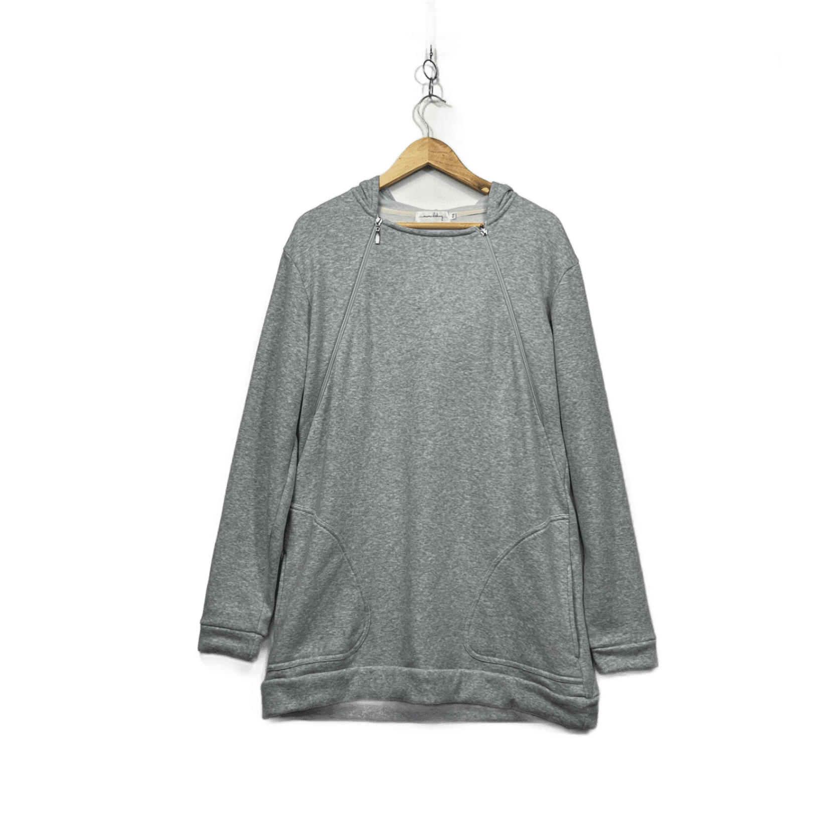 Mama Clothing Grey Longline Jumper Breastfeeding Maternity Hoodie Size 18