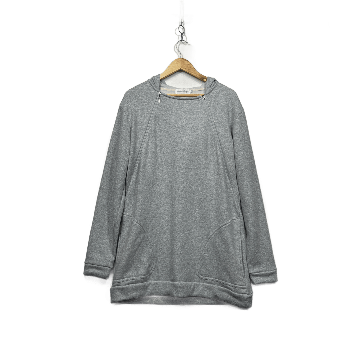 Mama Clothing Grey Longline Jumper Breastfeeding Maternity Hoodie Size 18