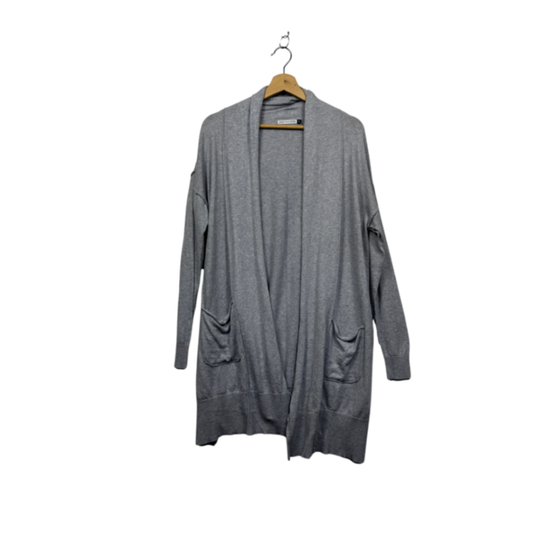 ZAKET & PLOVER Women's Grey Cotton Cashmere Open Front Longline Cardigan Size M