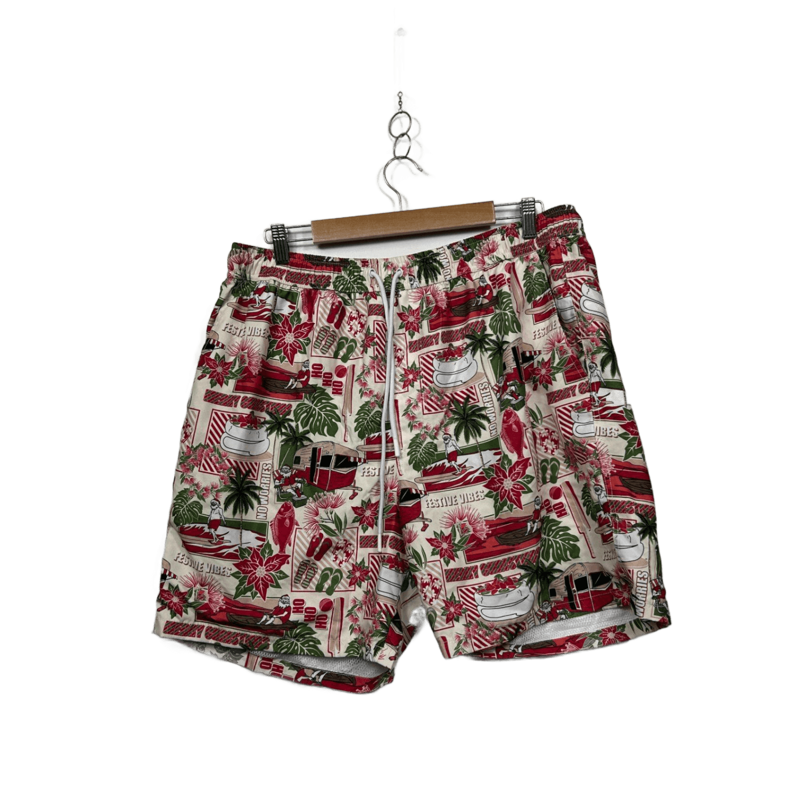Absent Mens Christmas Swim Board Shorts Size 3XL Santa Caravan Holiday