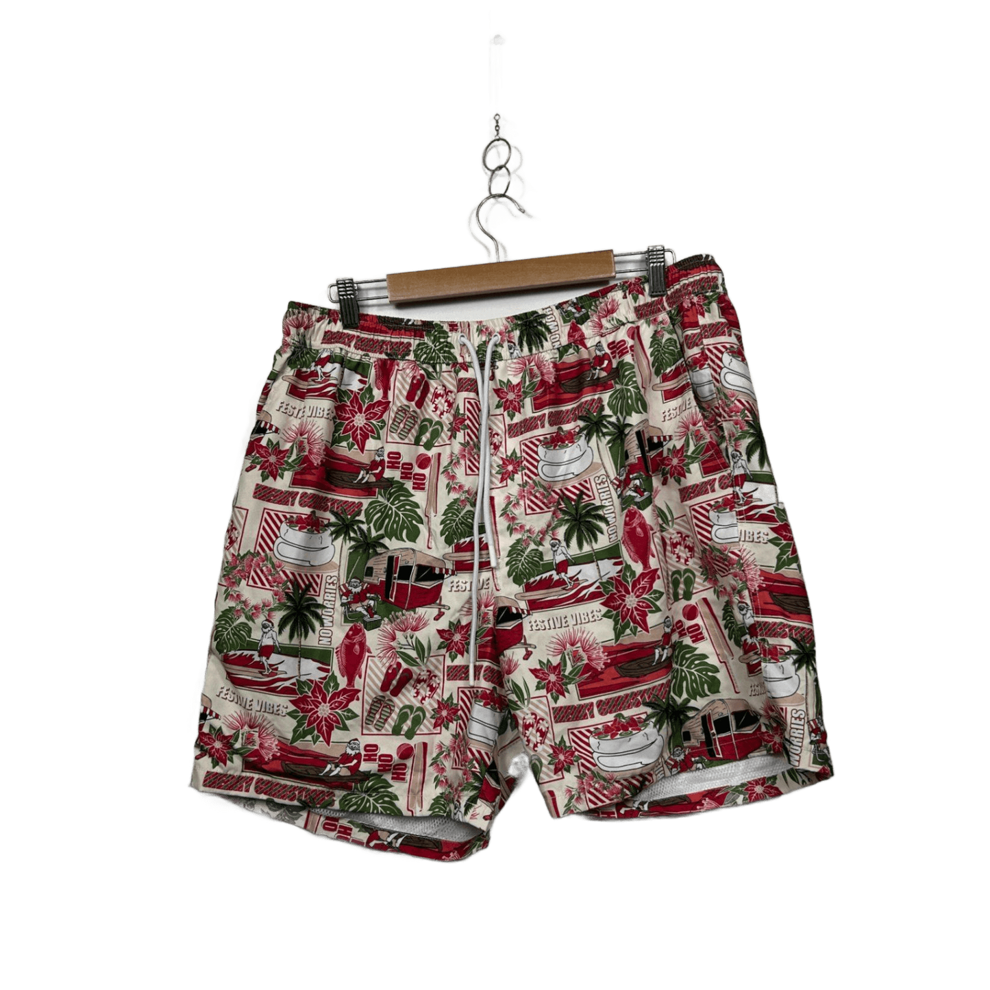 Absent Mens Christmas Swim Board Shorts Size 3XL Santa Caravan Holiday