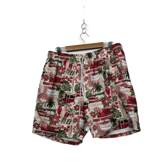 Absent Mens Christmas Swim Board Shorts Size 3XL Santa Caravan Holiday