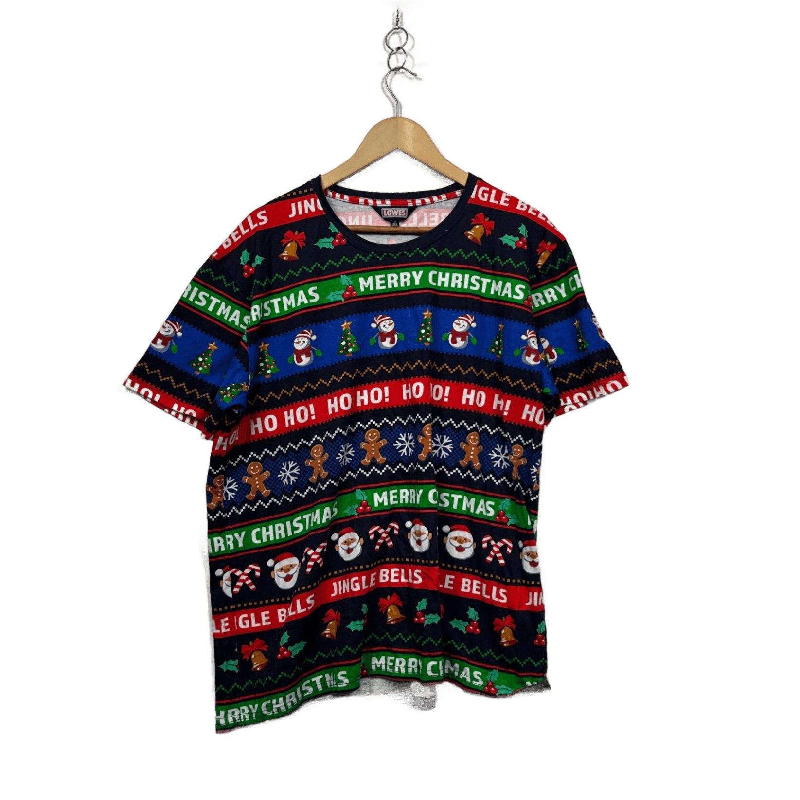 Lowes Mens  Multicoloured Christmas Short Sleeve Polyester T-Shirt Size 2XL