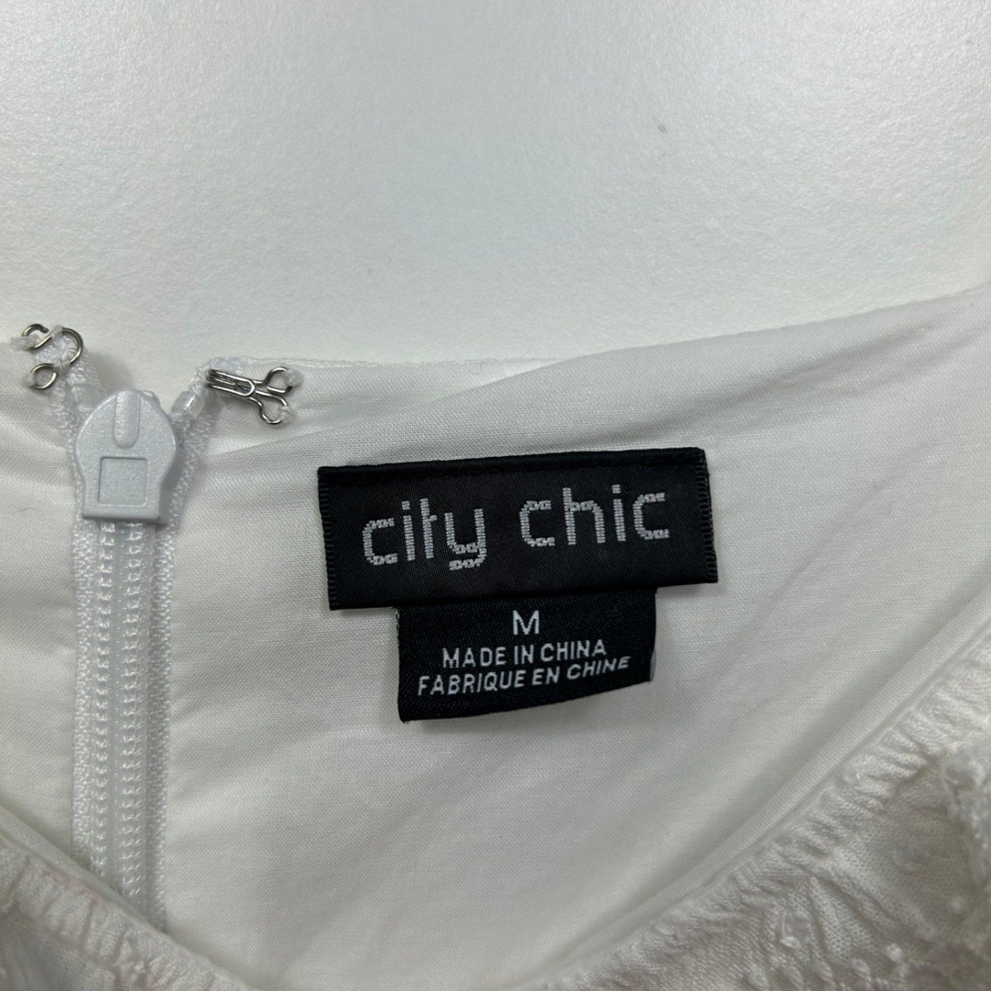 City Chic White Cold Shoulder Faux Wrap Dress Size 18 Plus Medium