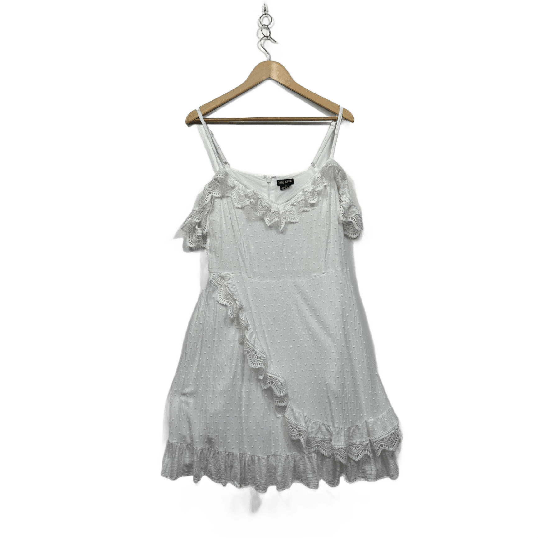 City Chic White Cold Shoulder Faux Wrap Dress Size 18 Plus Medium