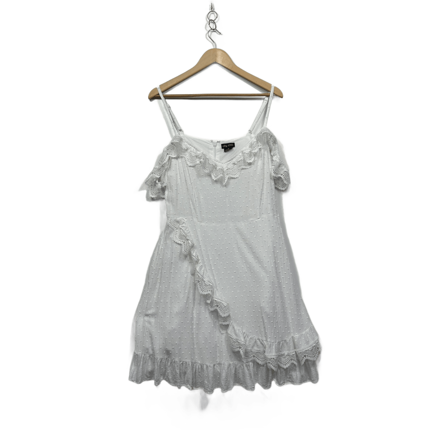 City Chic White Cold Shoulder Faux Wrap Dress Size 18 Plus Medium