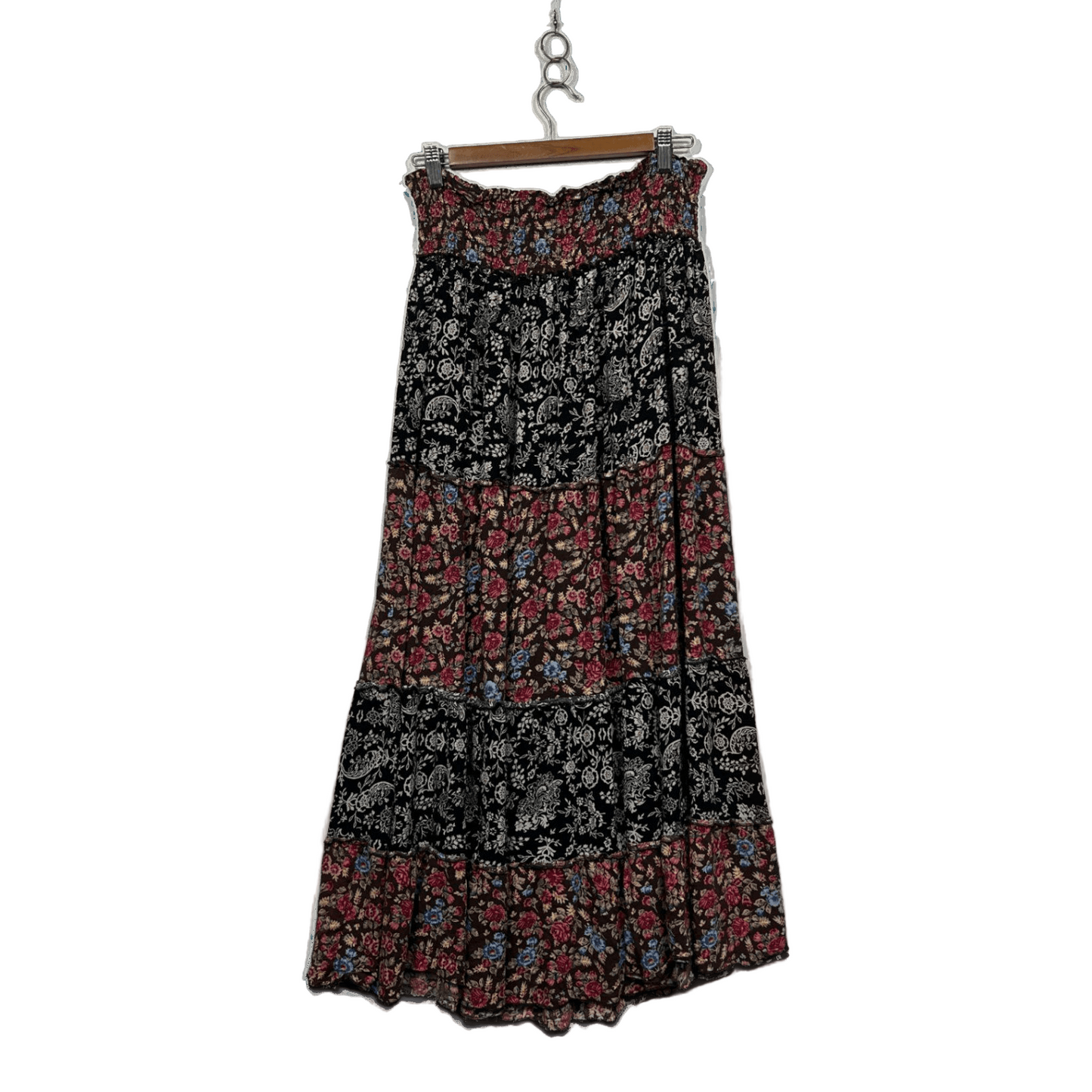 Crossroads Multicoloured Chocolate Floral Boho Maxi Skirt Size 14
