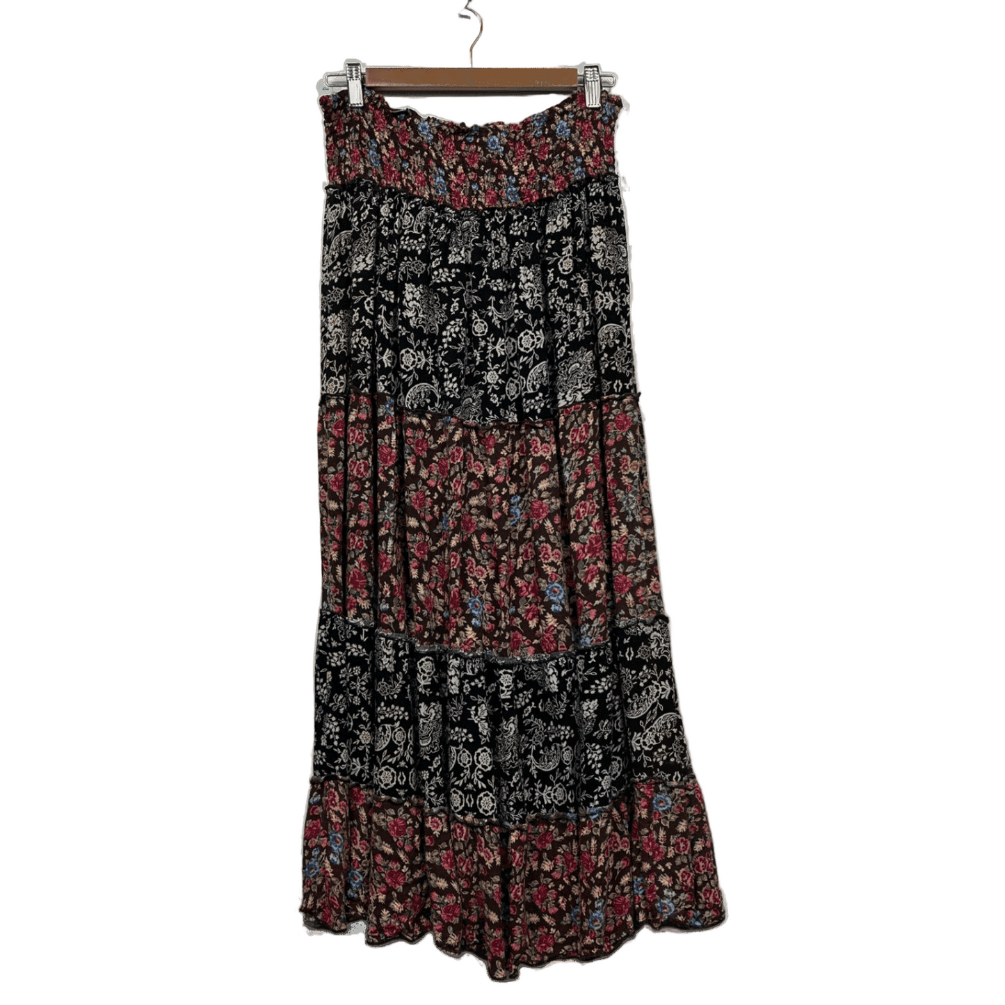 Crossroads Multicoloured Chocolate Floral Boho Maxi Skirt Size 14