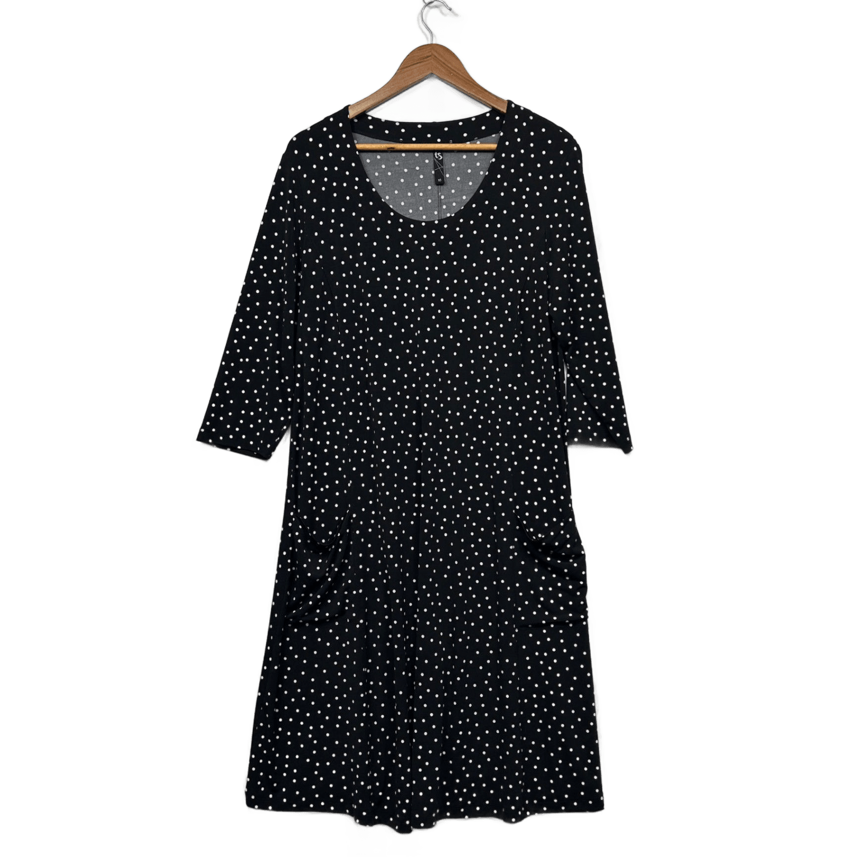 Taking Shape Black White Dots Midi Length Long Sleeve Dress Size 14 XS