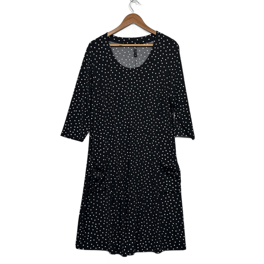 Taking Shape Black White Dots Midi Length Long Sleeve Dress Size 14 XS