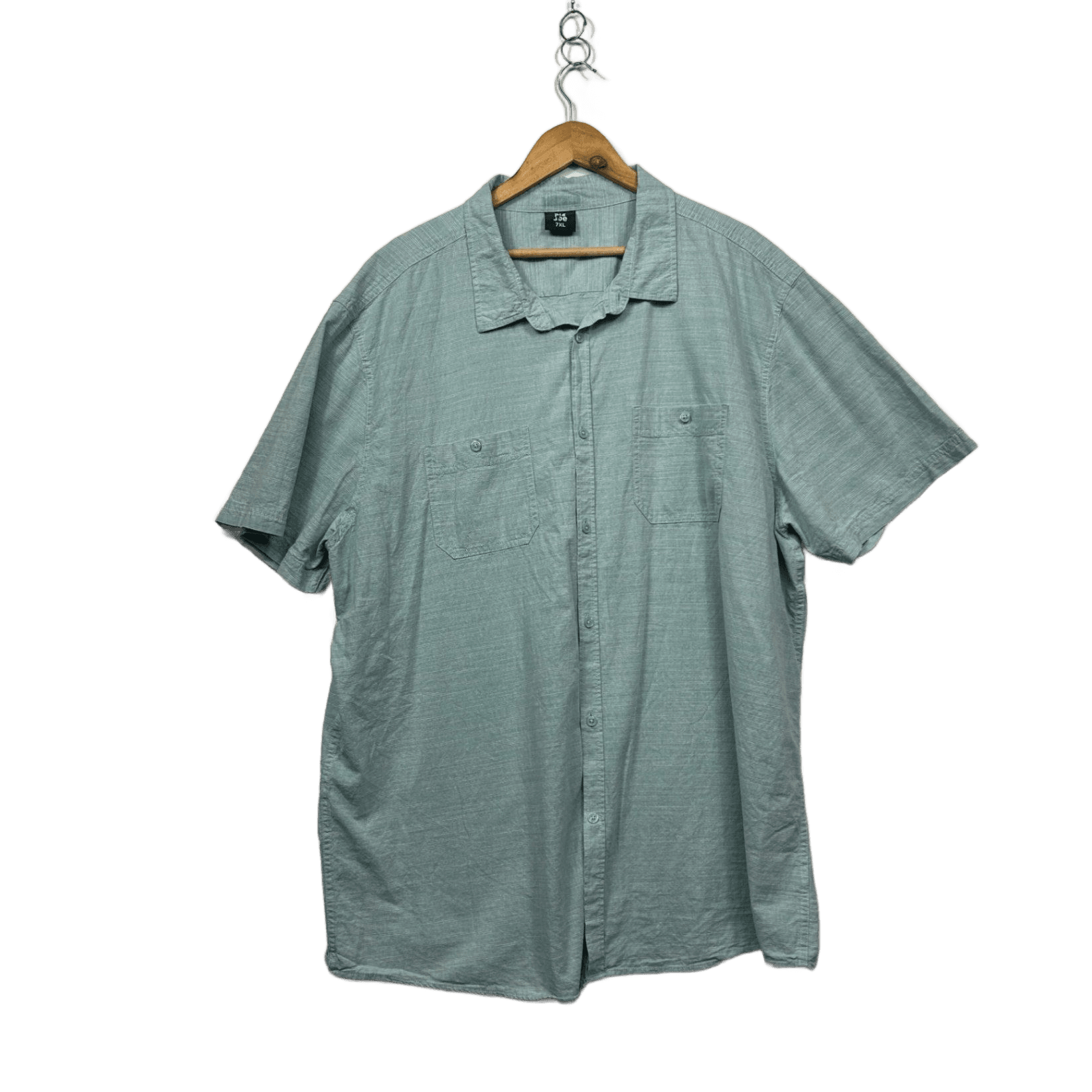 Big Joe Men's Green Casual Linen Blend Shirt Short Sleeve Collared 7XL