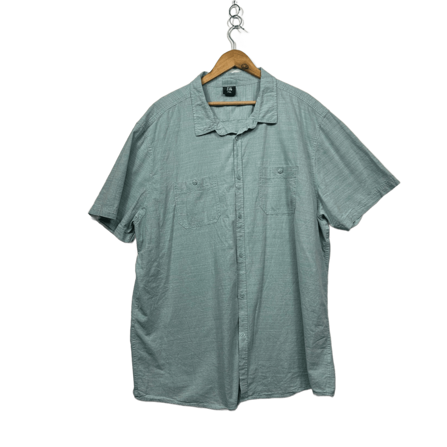 Big Joe Men's Green Casual Linen Blend Shirt Short Sleeve Collared 7XL