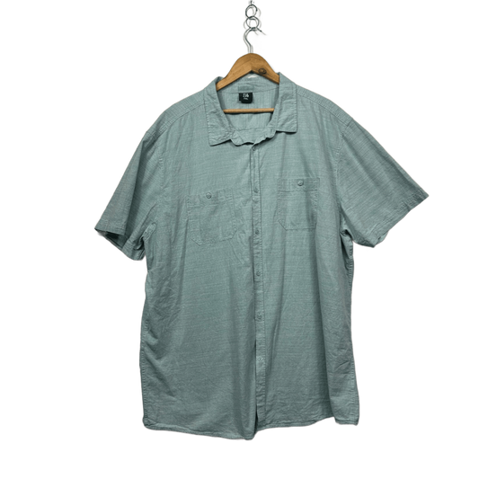 Big Joe Men's Green Casual Linen Blend Shirt Short Sleeve Collared 7XL