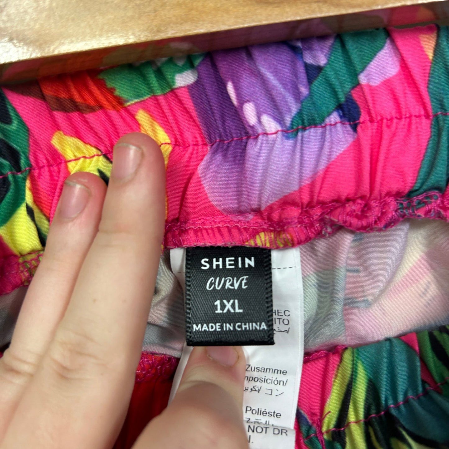 SHEIN Curve Women's Multicoloured Floral Tropical Swim Shorts Size 16 1XL