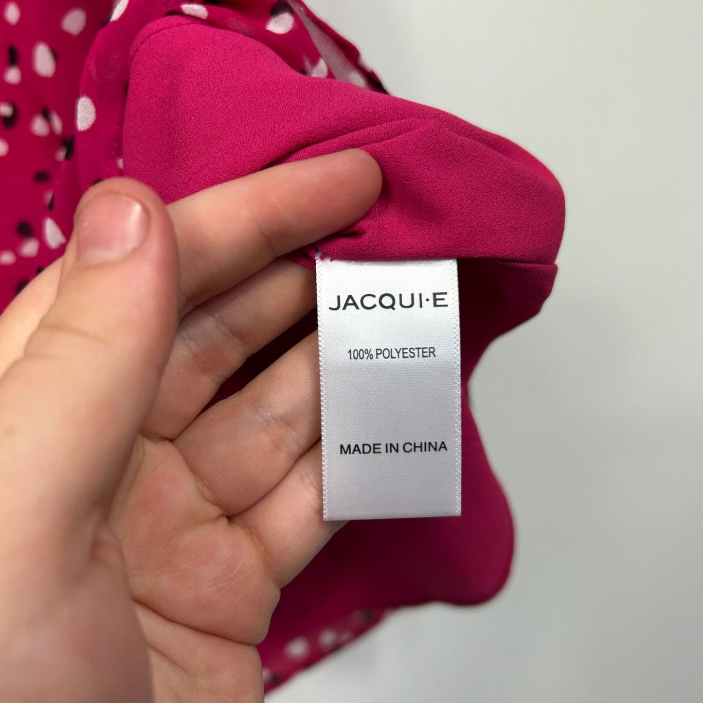 Jacqui E Pink Short Sleeve Tie Neck Blouse Size 12