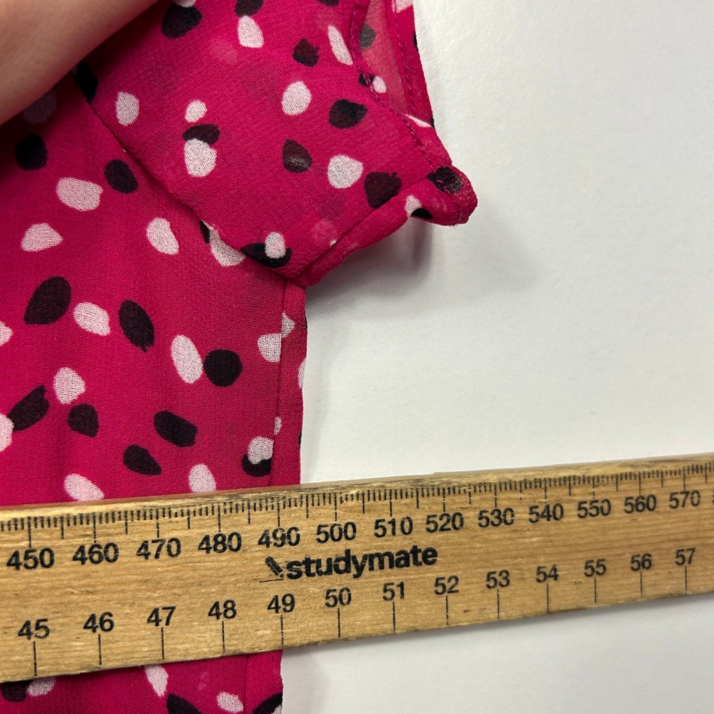 Jacqui E Pink Short Sleeve Tie Neck Blouse Size 12