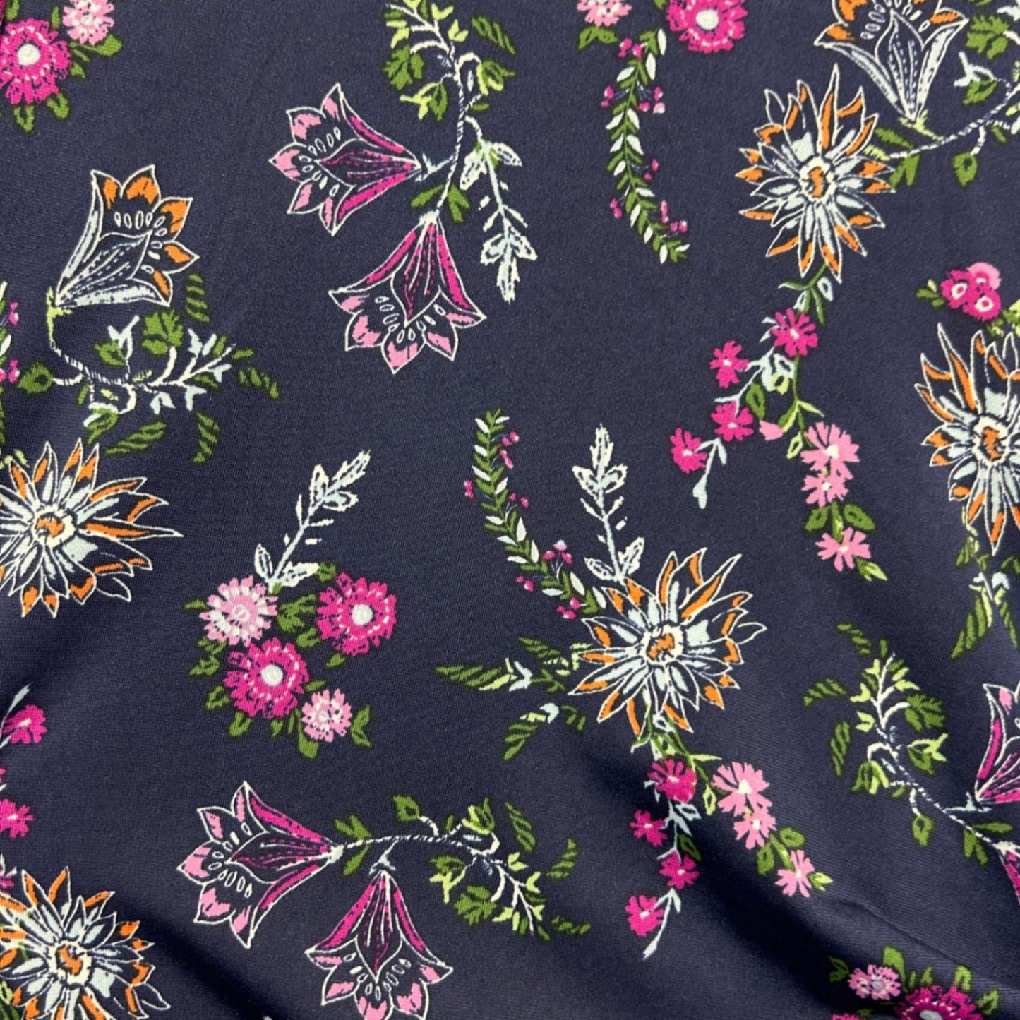 Millers Navy Blue Floral Long Sleeve Gathered Draped Waist Dress Size 18