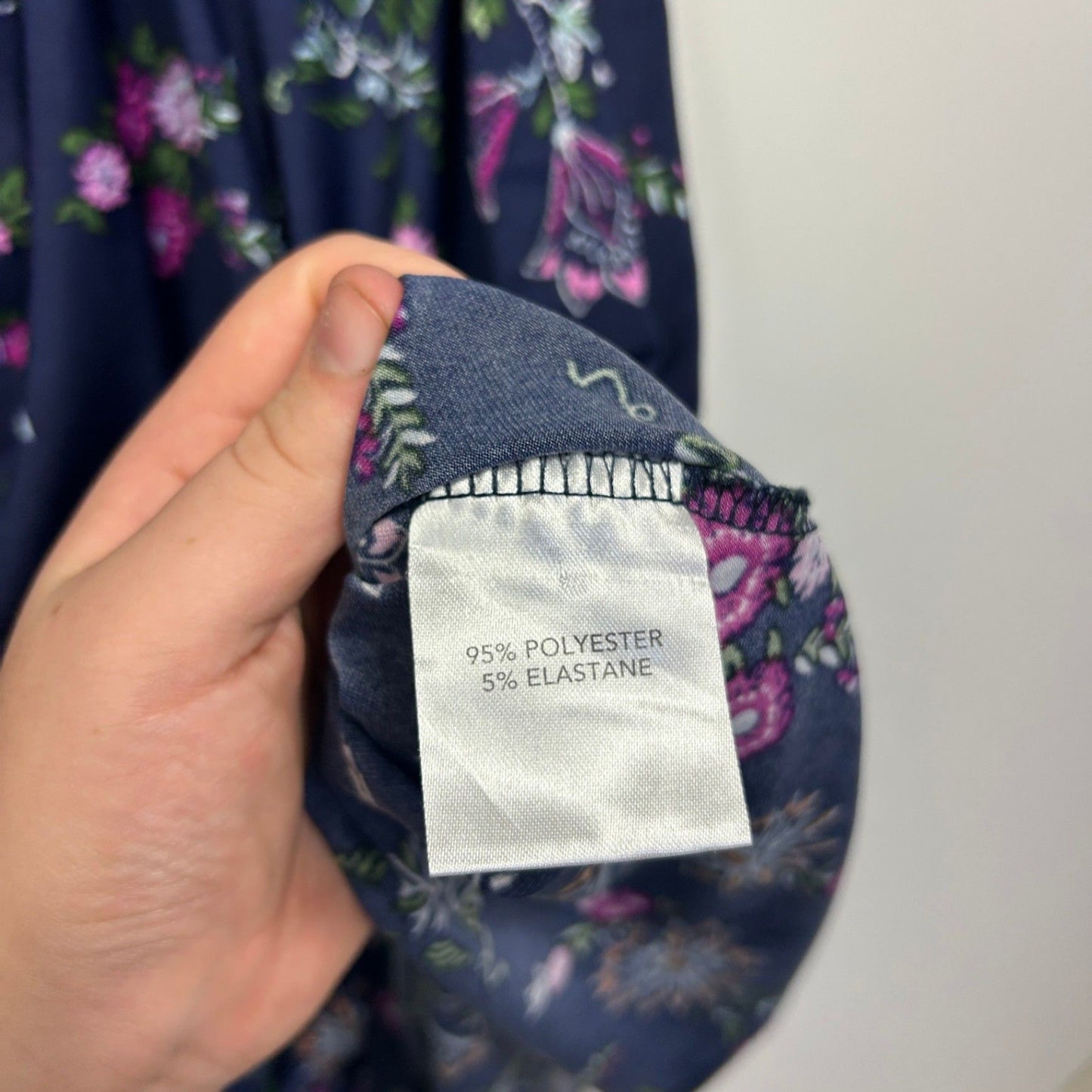 Millers Navy Blue Floral Long Sleeve Gathered Draped Waist Dress Size 18