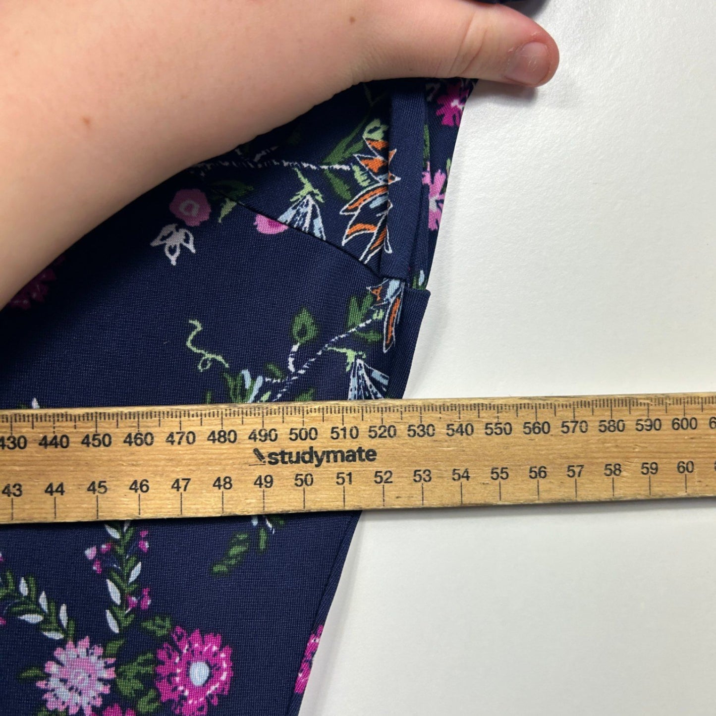 Millers Navy Blue Floral Long Sleeve Gathered Draped Waist Dress Size 18