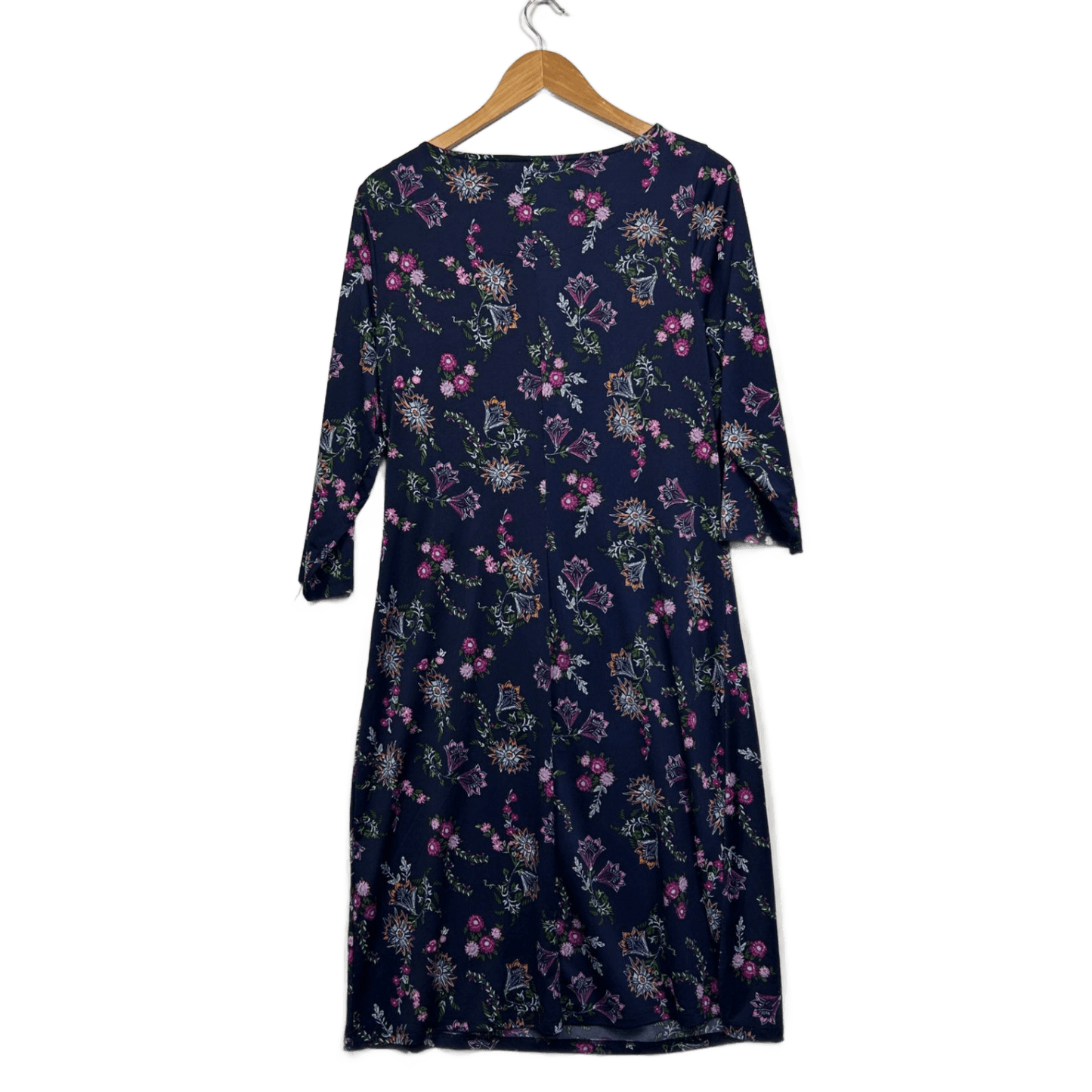Millers Navy Blue Floral Long Sleeve Gathered Draped Waist Dress Size 18