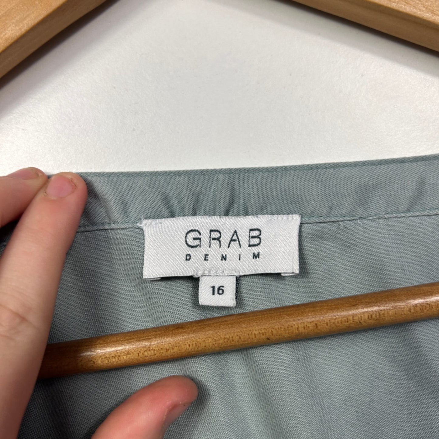 Grab Denim Womens Sage Green Long Sleeve Top Blouse Size 16