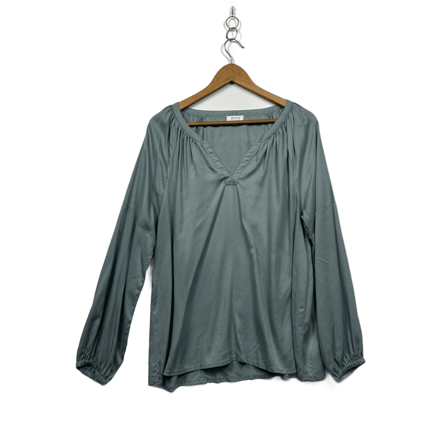 Grab Denim Womens Sage Green Long Sleeve Top Blouse Size 16