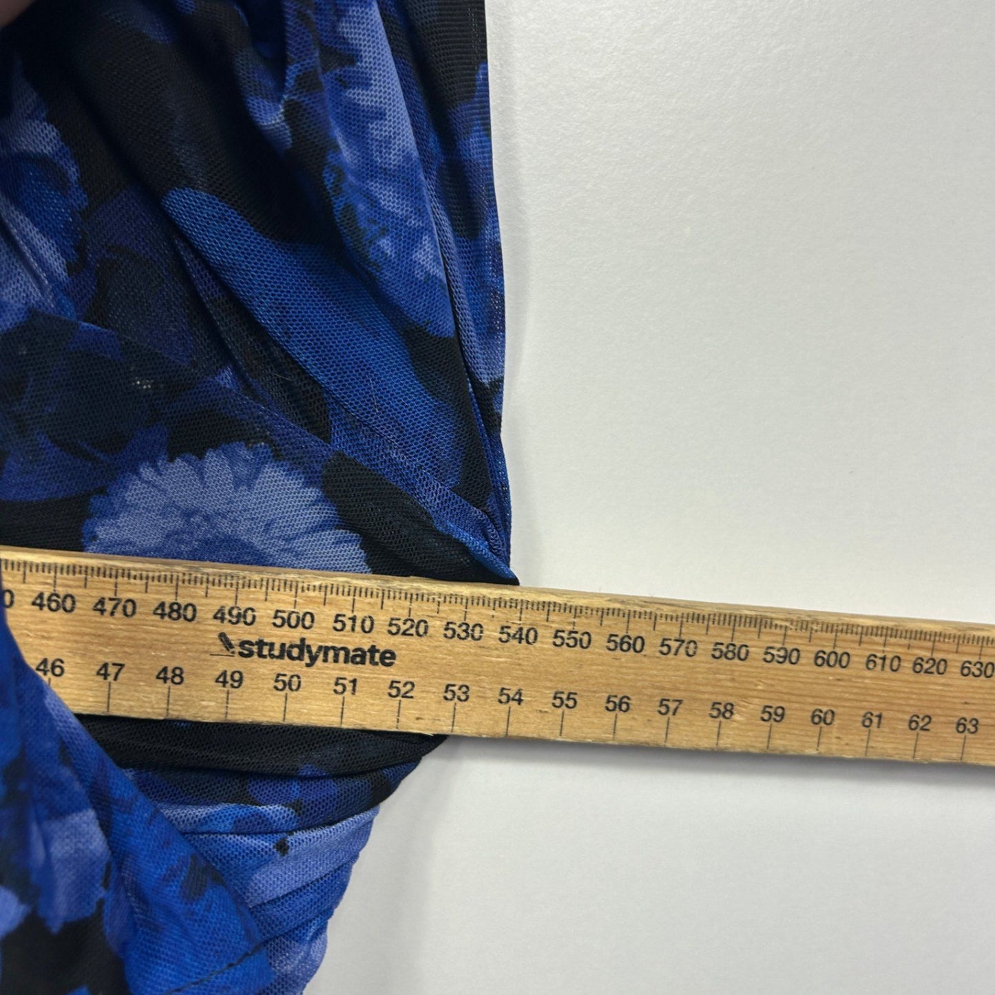 City Chic Blue Long Sleeve Ruched Draped Floral Bodycon Dress Size 22 XL