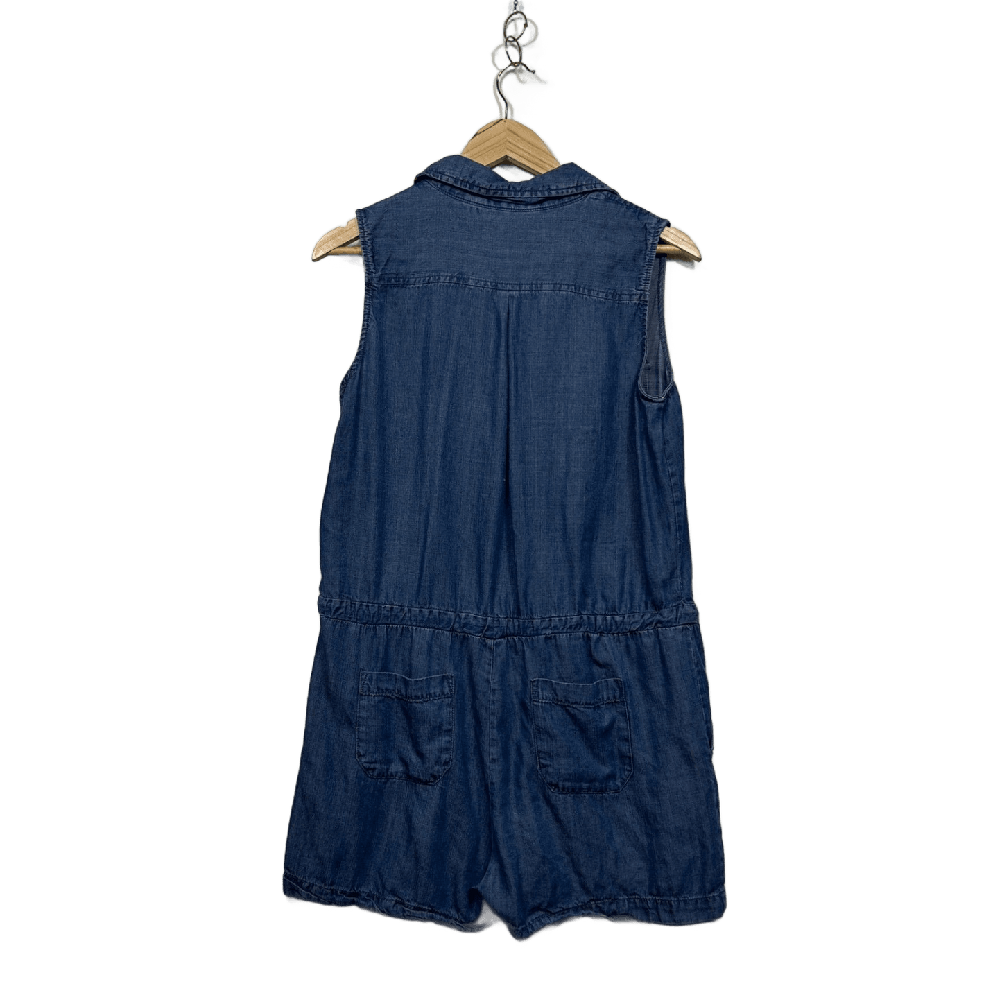 Velvet Heart Blue Denim Chambray Sleeveless Utility Jumpsuit Romper Size M