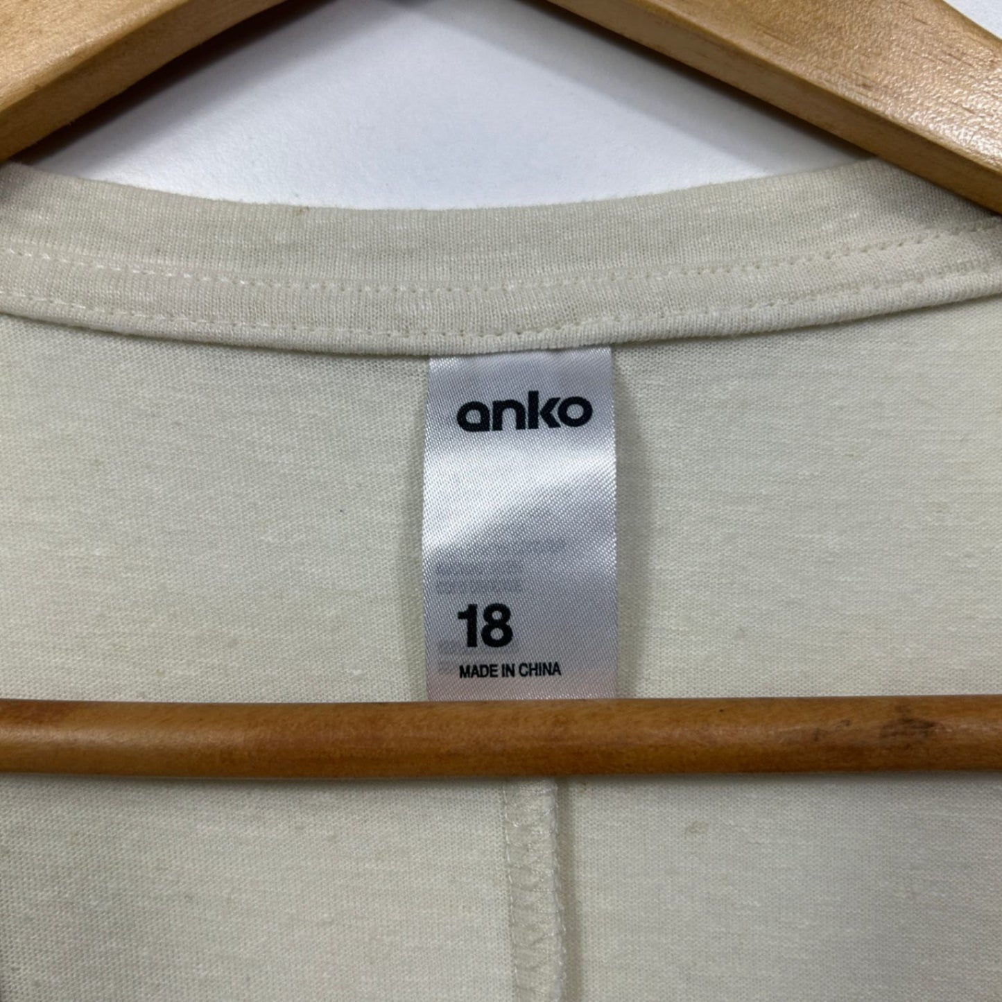 Anko Beige Linen Blend Short Sleeve Round Neck Basic T-Shirt Size 18