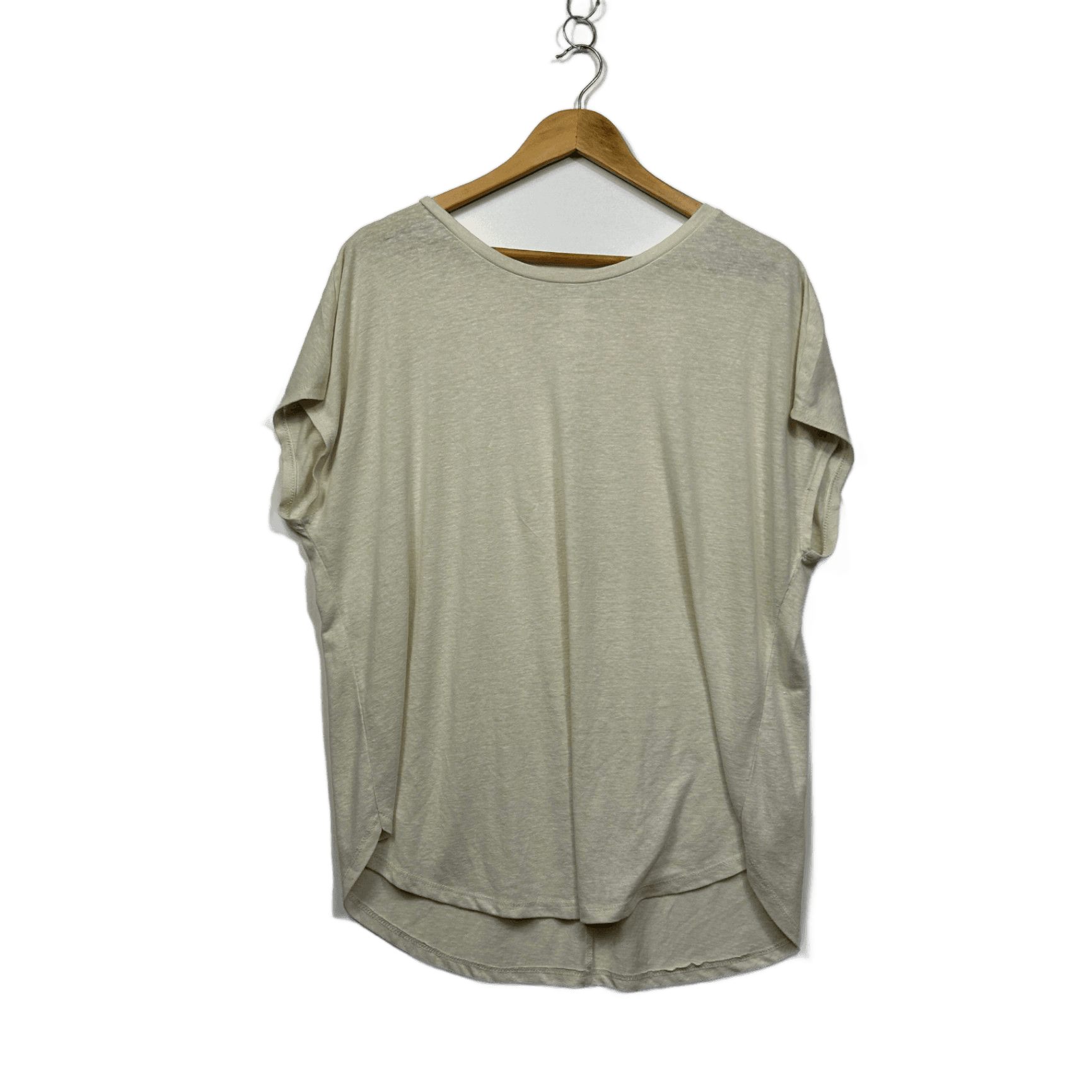 Anko Beige Linen Blend Short Sleeve Round Neck Basic T-Shirt Size 18