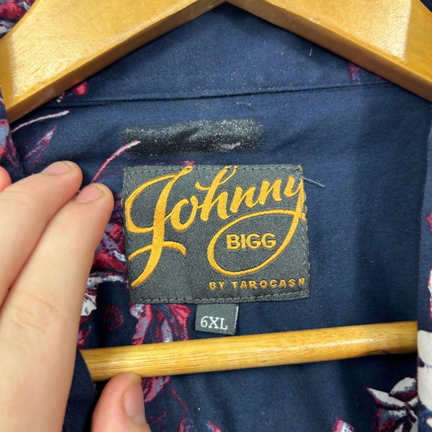 Johnny Bigg Navy Blue Floral Print Short Sleeve Shirt Size 6XL