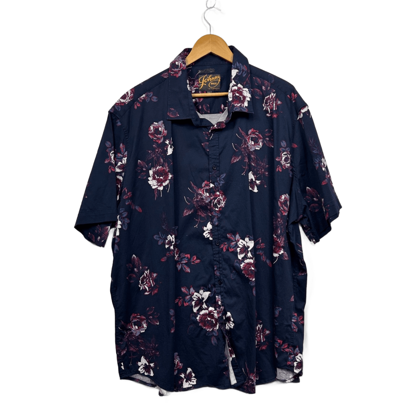 Johnny Bigg Navy Blue Floral Print Short Sleeve Shirt Size 6XL
