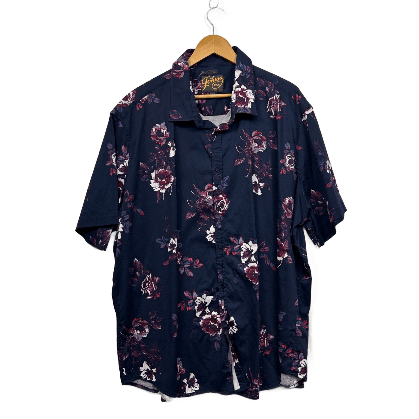Johnny Bigg Navy Blue Floral Print Short Sleeve Shirt Size 6XL
