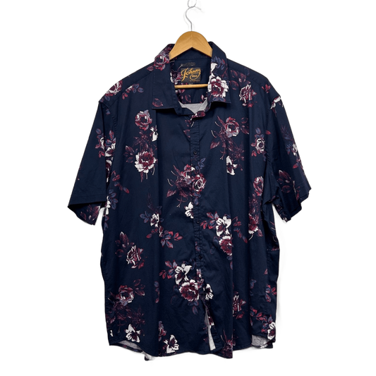 Johnny Bigg Navy Blue Floral Print Short Sleeve Shirt Size 6XL