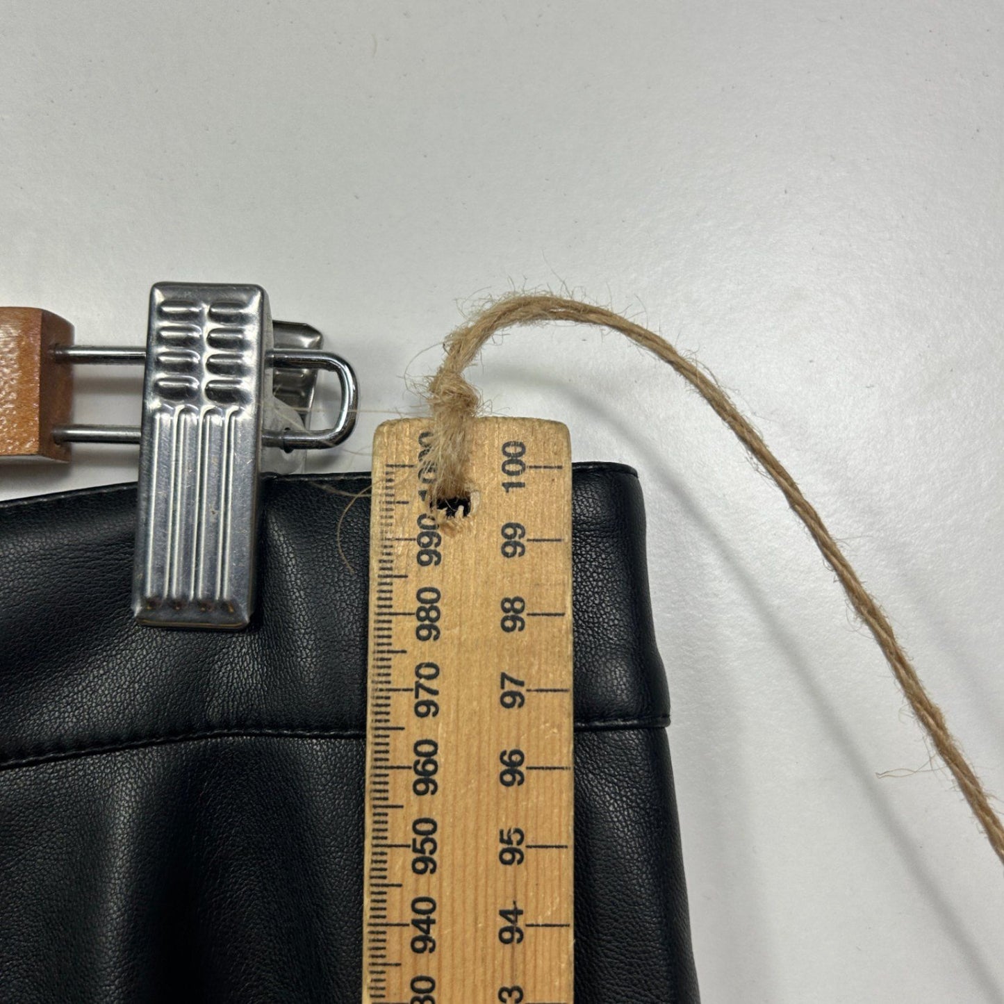 Atmos&Here Size 14 Faux Leather PUC Black Zip Fly Pants Trousers