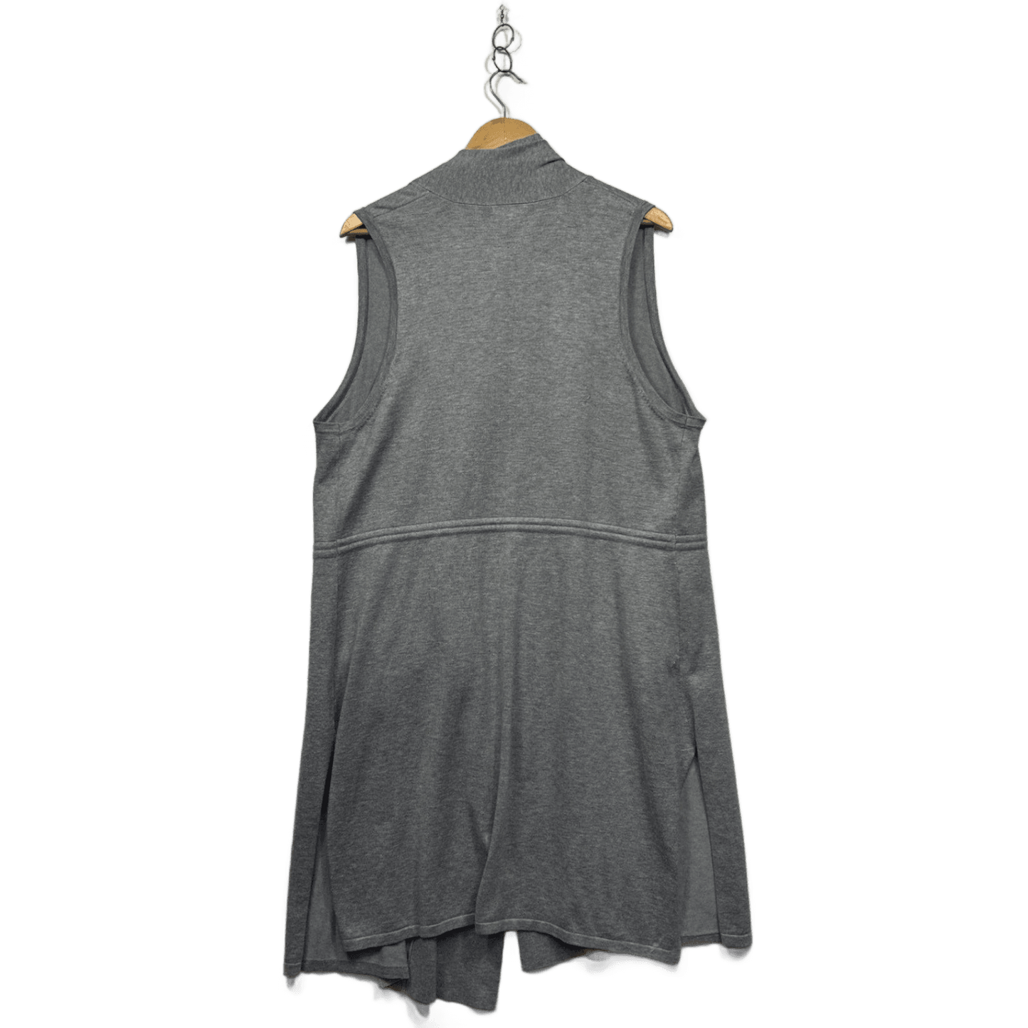 Rockmans Longline Grey Open Front Sleeveless Knit Vest Top Cardigan Size XL