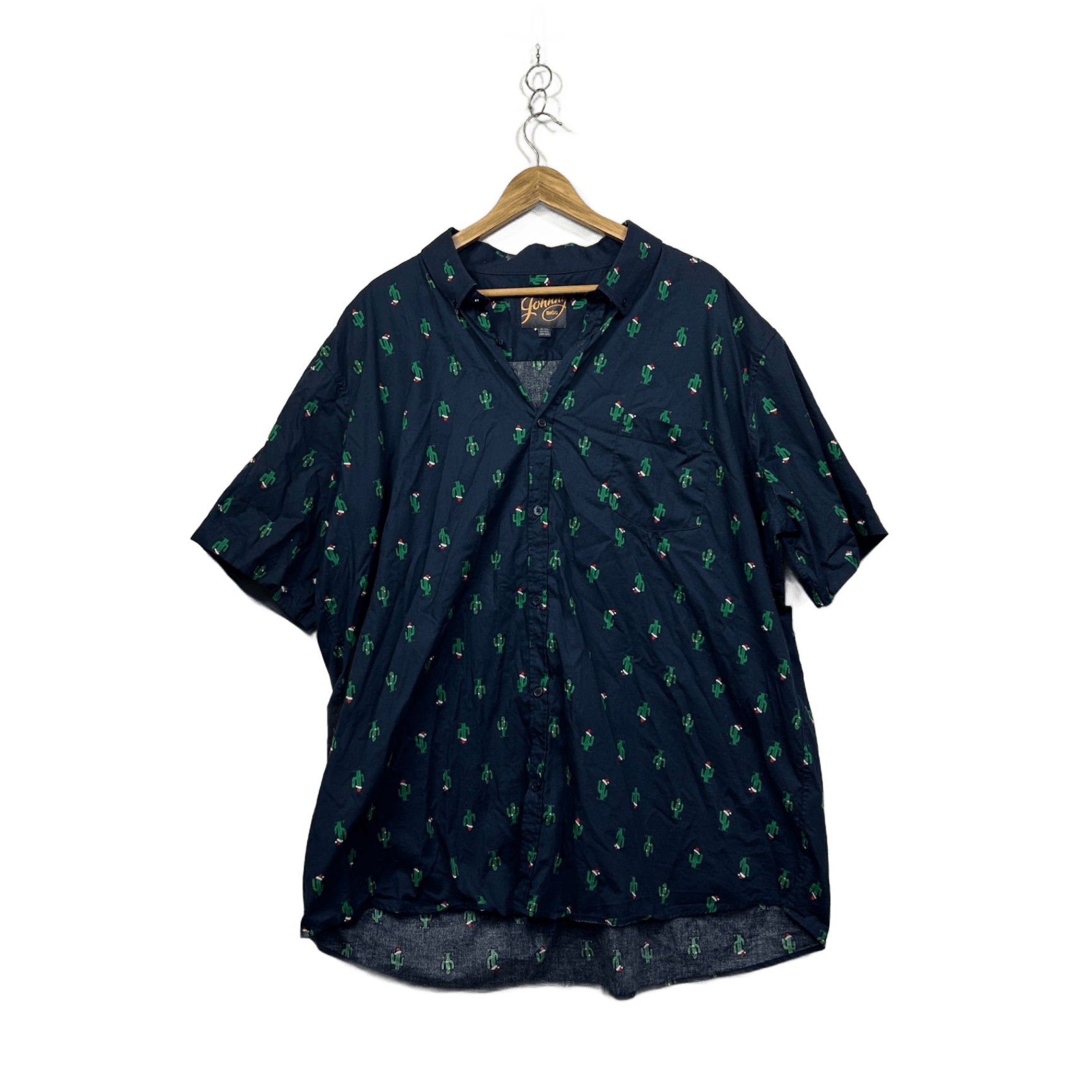 Johnny Bigg Mens Christmas Cactus Print Short Sleeve Button Up Shirt 5XL