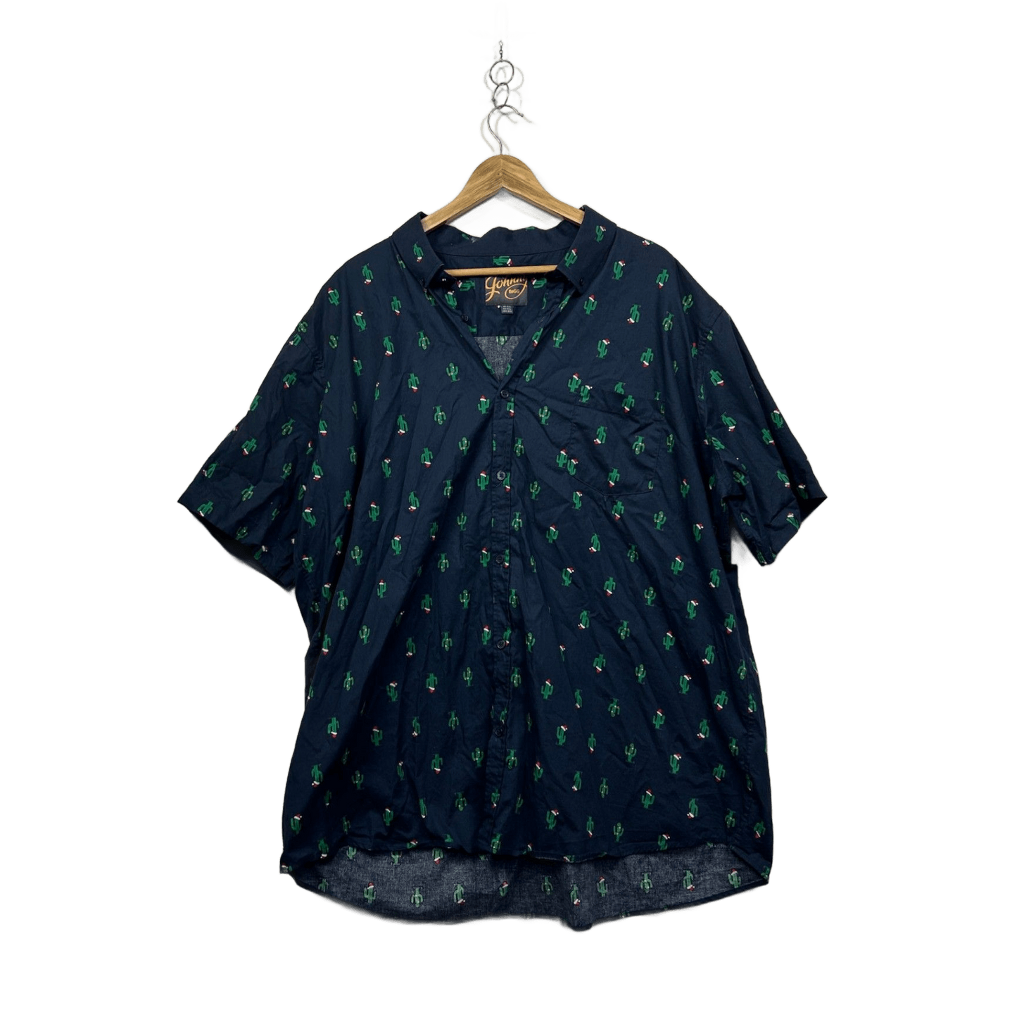 Johnny Bigg Mens Christmas Cactus Print Short Sleeve Button Up Shirt 5XL