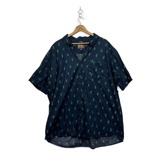 Johnny Bigg Mens Christmas Cactus Print Short Sleeve Button Up Shirt 5XL