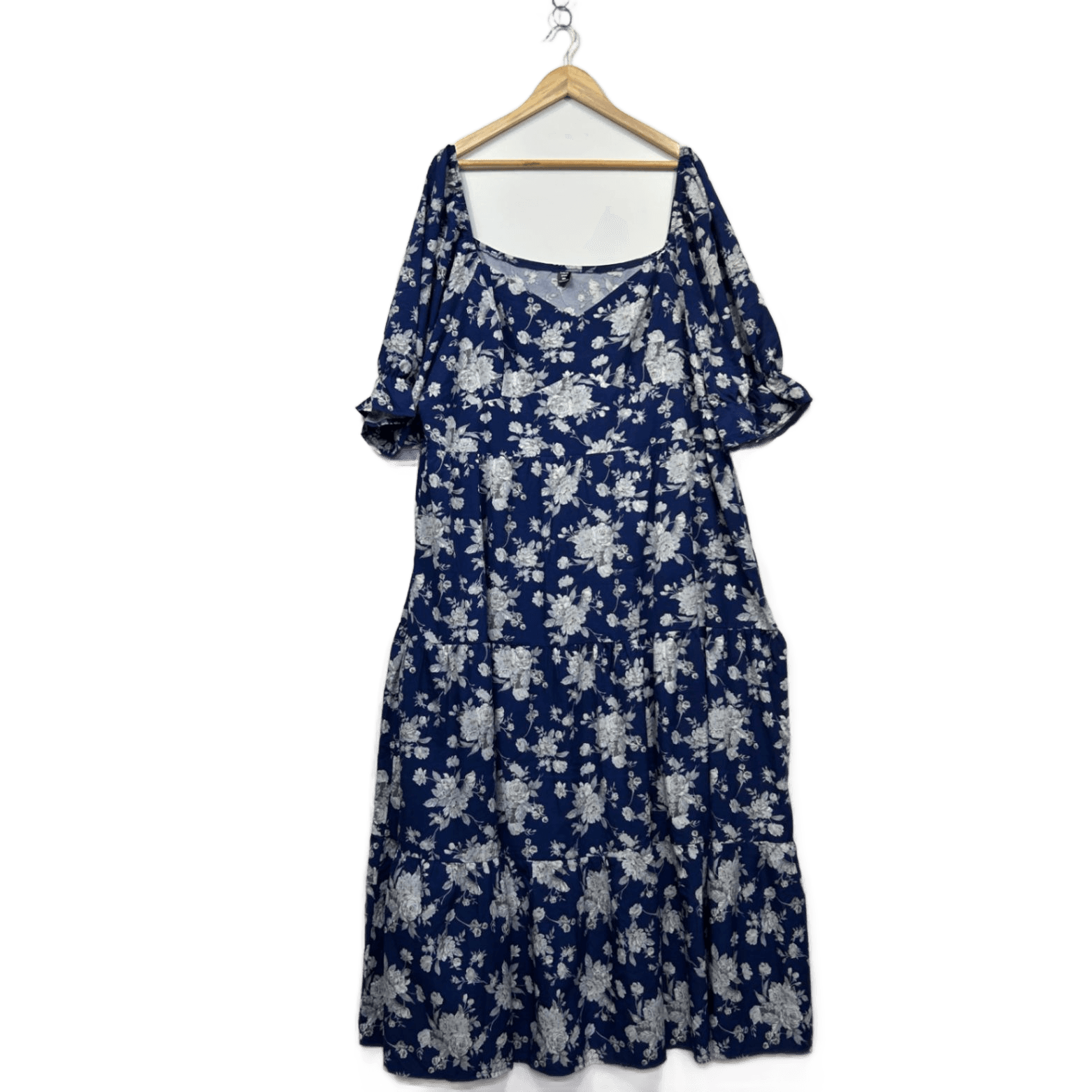 Shein Womens Blue Floral Short Sleeve Maxi Dress Size 5XL