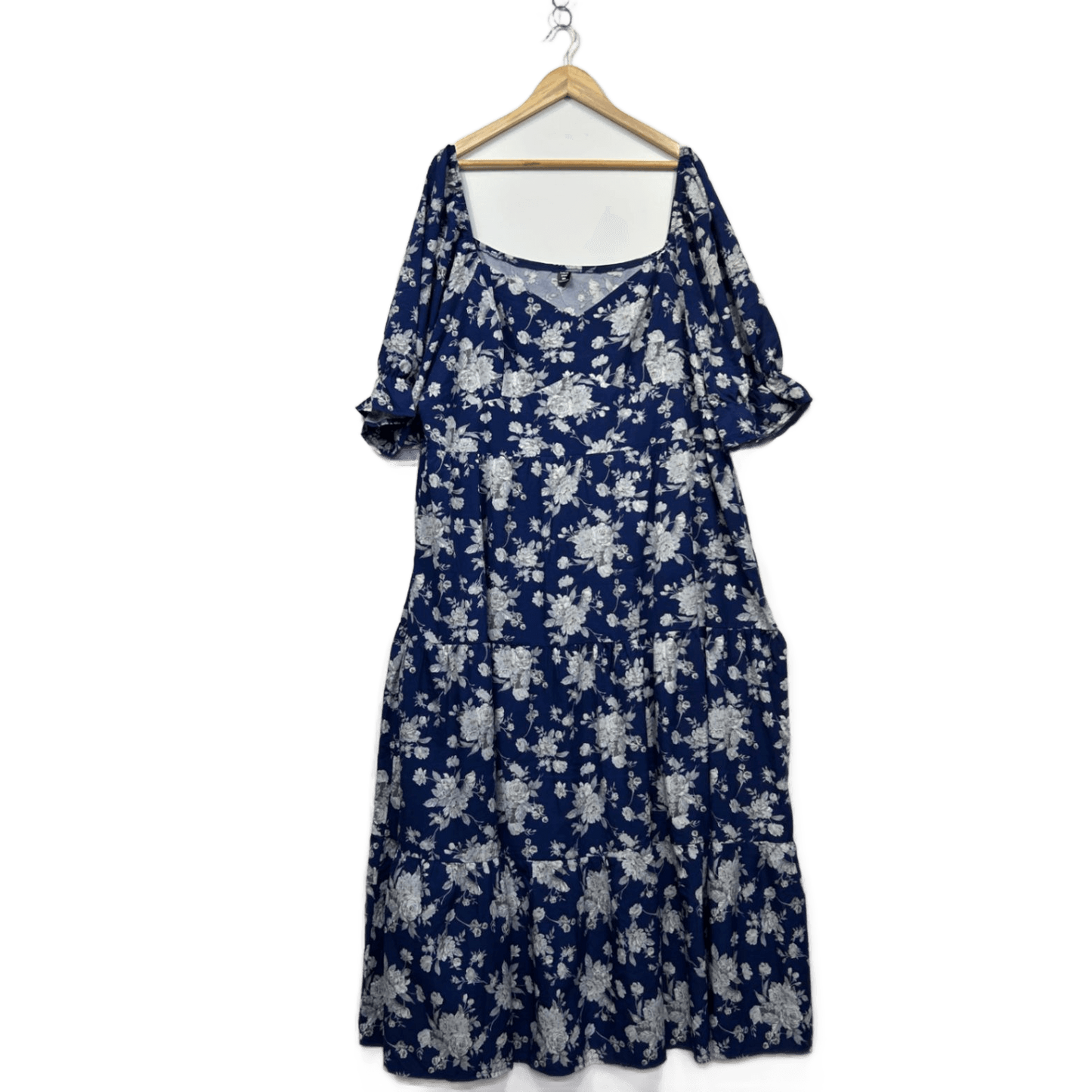 Shein Womens Blue Floral Short Sleeve Maxi Dress Size 5XL