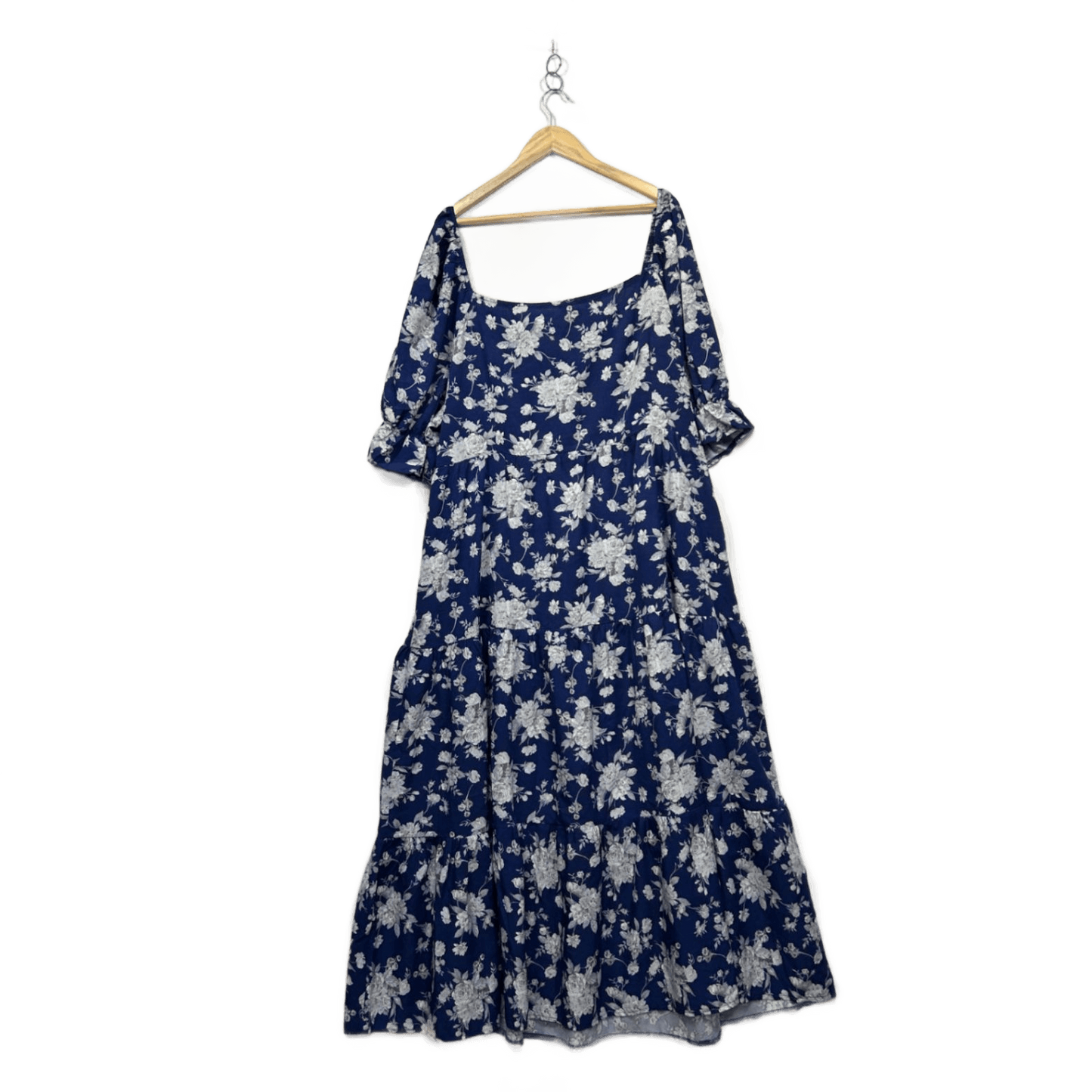 Shein Womens Blue Floral Short Sleeve Maxi Dress Size 5XL