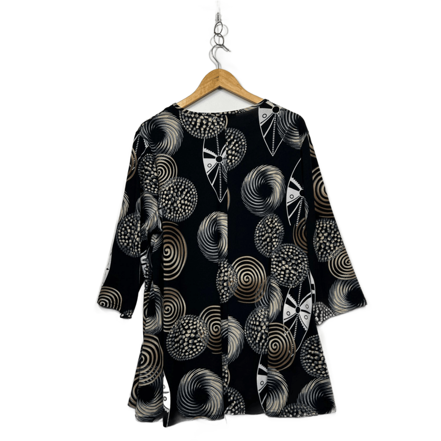 Hourglass Black Beige Long Sleeve Blouse Tunic Top Size 20