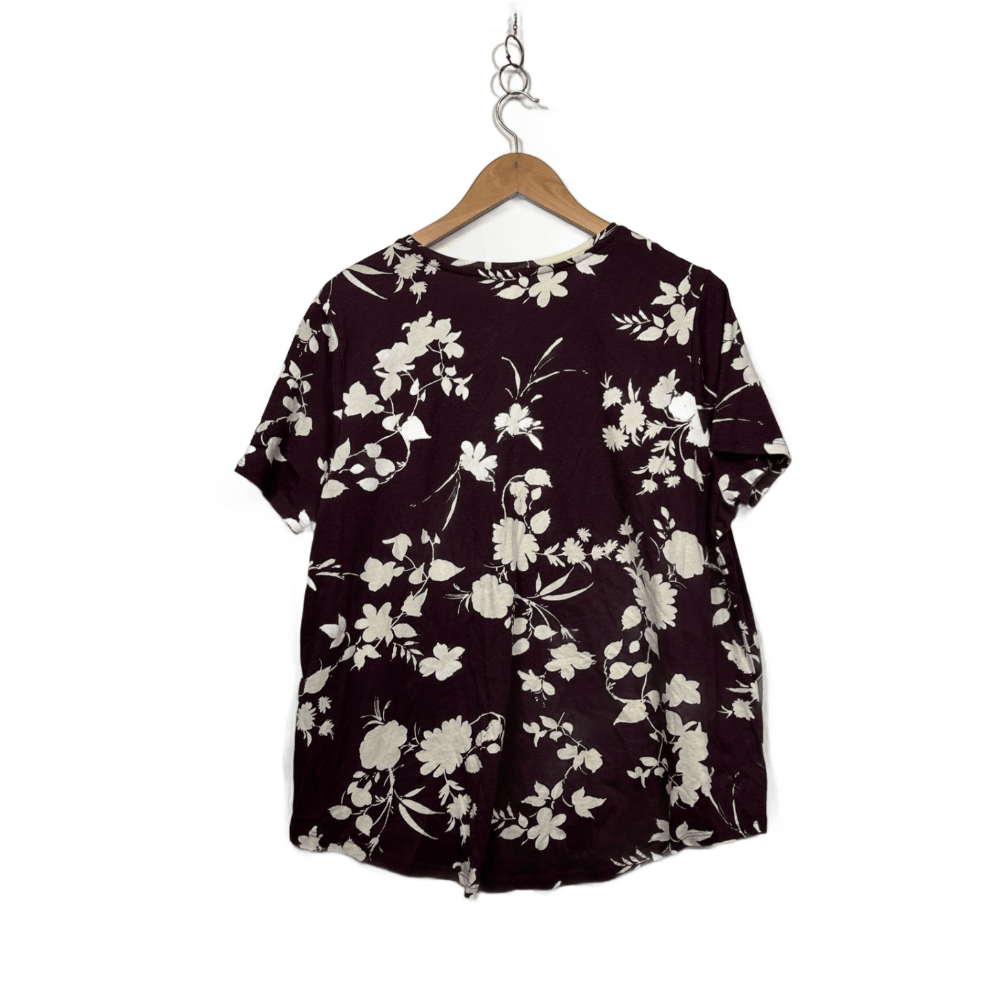 Anko Chocolate FLoral Short Sleeve Round Neck Casual Top Size 18