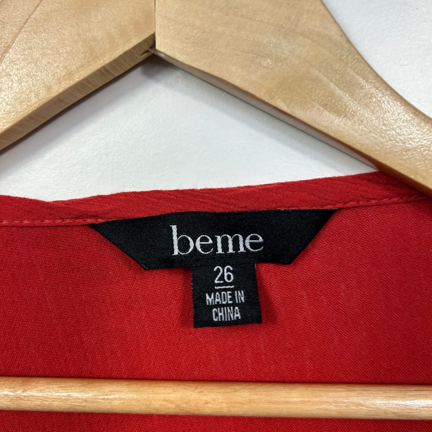 Beme Womens Red 3/4 Sleeve Crochet Peasant Blouse Top Size 26