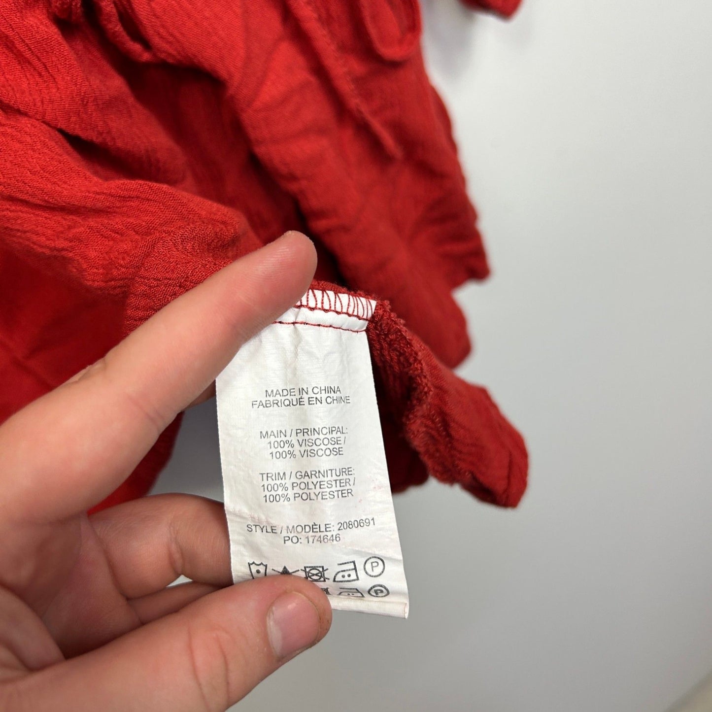 Beme Womens Red 3/4 Sleeve Crochet Peasant Blouse Top Size 26