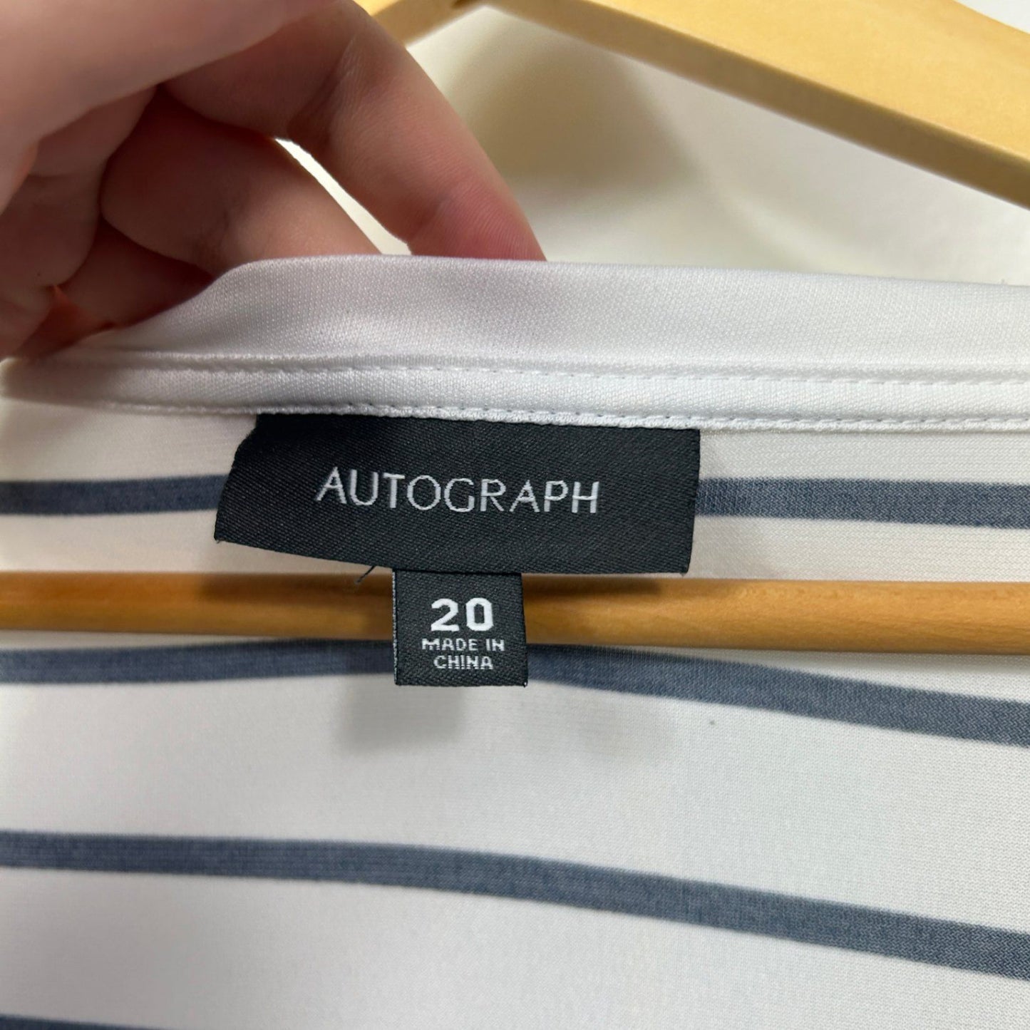 Autograph Womens White Floral Striped Tunic Casual Top Size 20