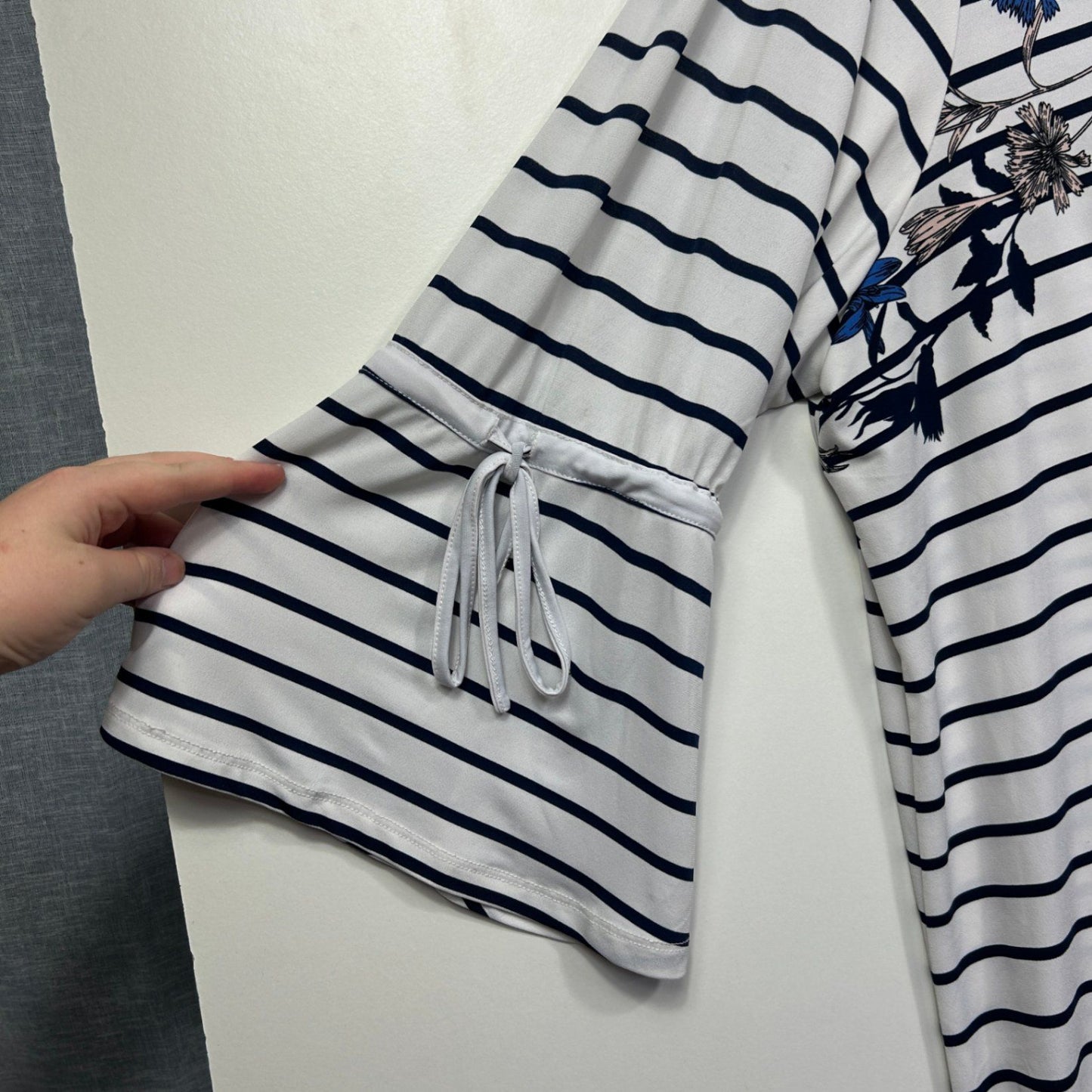 Autograph Womens White Floral Striped Tunic Casual Top Size 20